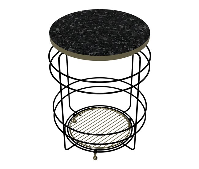 Conforama Mesa auxiliar Padasjoki metal 55x40cm - Negro/Dorado [en.casa]