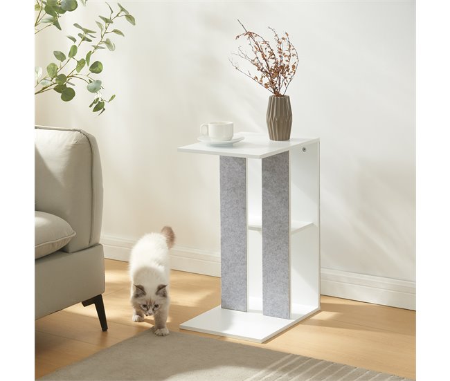 Conforama Mesa Auxiliar Para Mascotas LJUNGBY 58x40x30 Cm - Blanco [en.casa]
