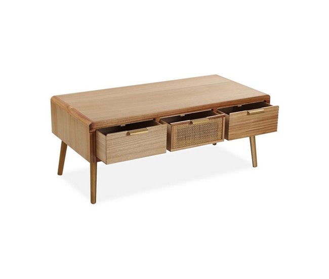 Conforama Mesa Auxiliar Ratán Madera De Paulonia (50 X 45 X 110 Cm)