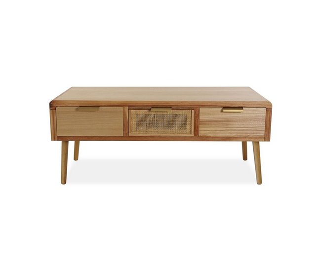 Conforama Mesa Auxiliar Ratán Madera De Paulonia (50 X 45 X 110 Cm)