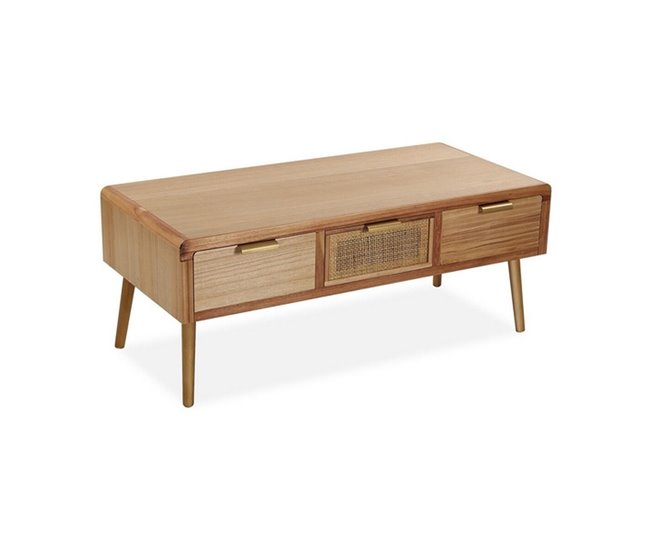 Conforama Mesa auxiliar Ratán Madera de Paulonia (50 x 45 x 110 cm)