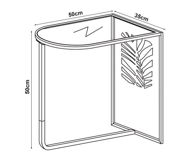 Conforama Mesa Auxiliar Ulvik Semiovalada Metal Cristal 50x50x35cm - Negro [en.casa]