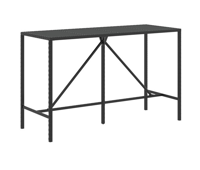 Conforama Mesa Bar Y Taburetes Jardin 9 Piezas Madera Acacia Ratán Pe Negro Longitud Mesa 180 Cm