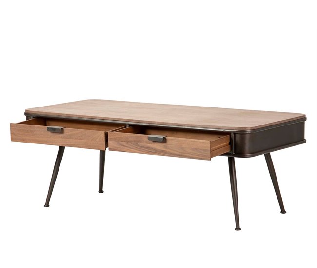 Conforama Mesa Centro Madera Metal Marron Negro 140x71x54 Cm