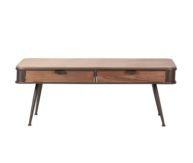 Conforama Mesa Centro Madera Metal Marron Negro 140x71x54 Cm