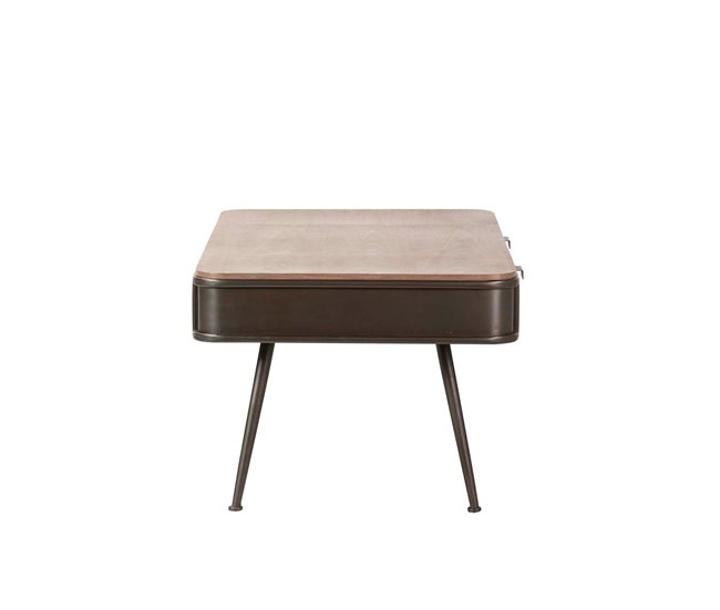 Conforama Mesa Centro Madera Metal Marron Negro 140x71x54 Cm