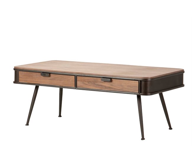 Conforama Mesa Centro Madera Metal Marron Negro 140x71x54 Cm