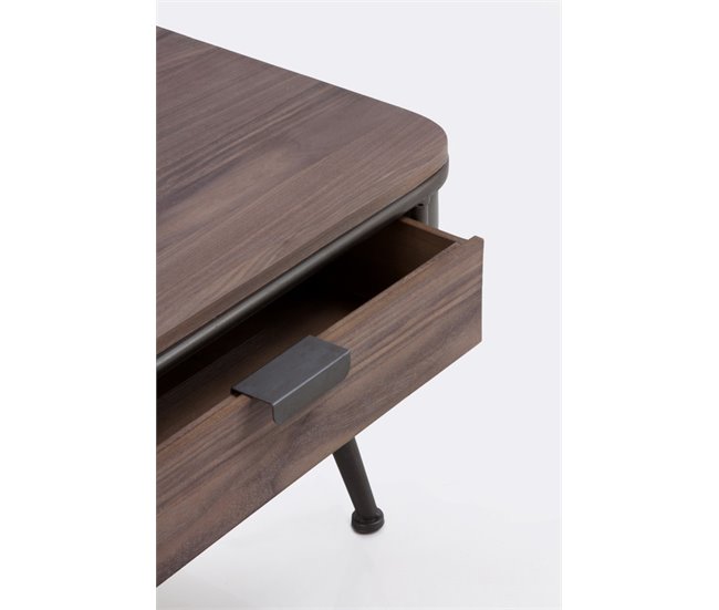 Conforama Mesa Centro Metalica Con Encimera Y 2 Cajones De Madera