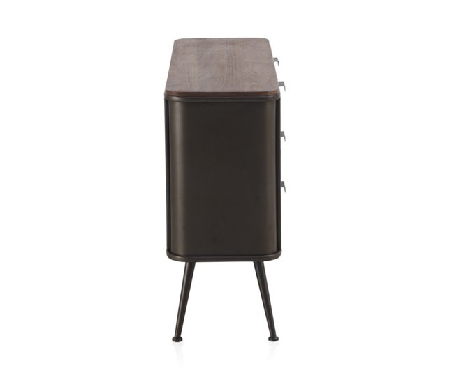 Conforama Mesa Centro Metalica Con Encimera Y 6 Cajones De Madera