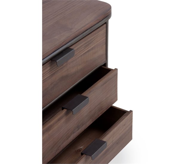 Conforama Mesa Centro Metalica Con Encimera Y 6 Cajones De Madera