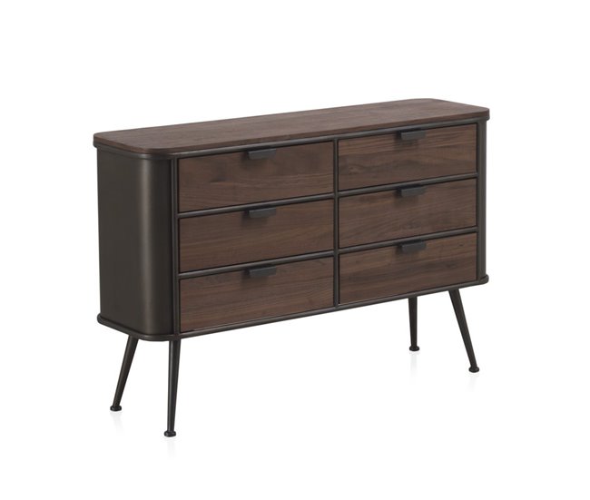 Conforama Mesa Centro Metalica Con Encimera Y 6 Cajones De Madera