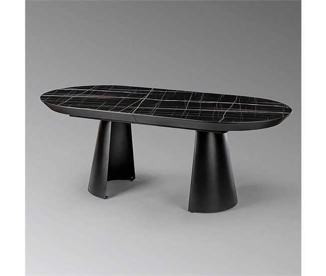 Conforama Mesa Comedor Metal Color Negro Serie Capri 206cm