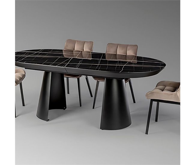 Conforama Mesa Comedor Metal Color Negro Serie Capri 206cm