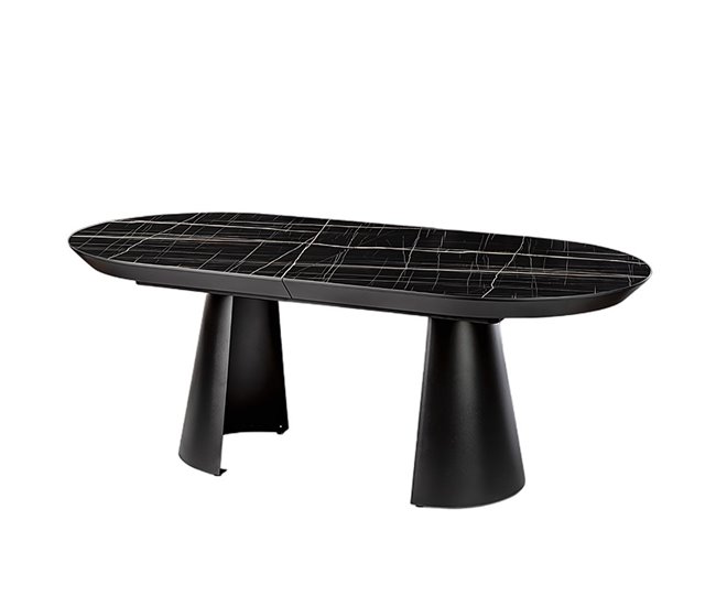 Conforama mesa comedor metal color negro serie capri 206cm