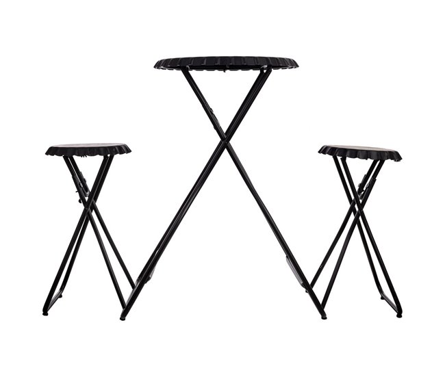 Conforama Mesa Con Taburetes Plegables De Metal 148x60x102h Cm