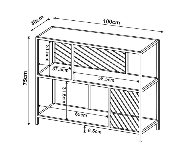 Conforama Mesa Consola Övertorneå - 100x30x75cm - Negro/Efecto Roble