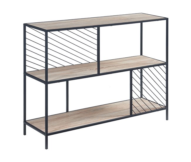 Conforama Mesa consola Övertorneå - 100x30x75cm - Negro/Efecto Roble