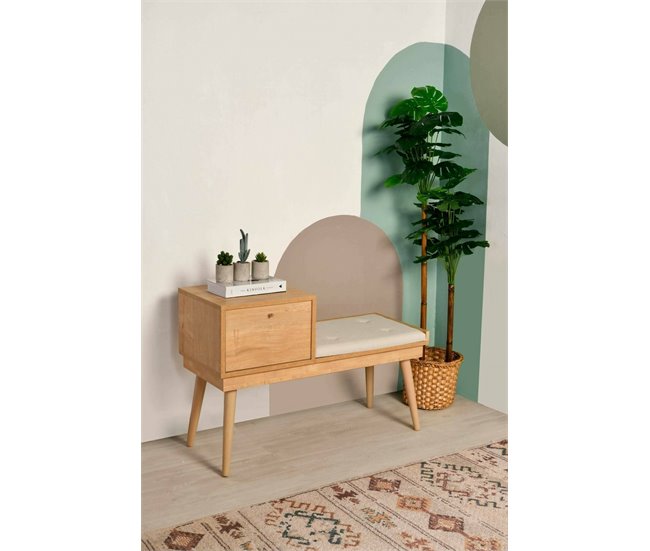 Conforama Mesa Dabankwa Banco Multiusos Asiento De Invitados Cofre Multifuncional 40x105h45 Cm Roble Y Crema