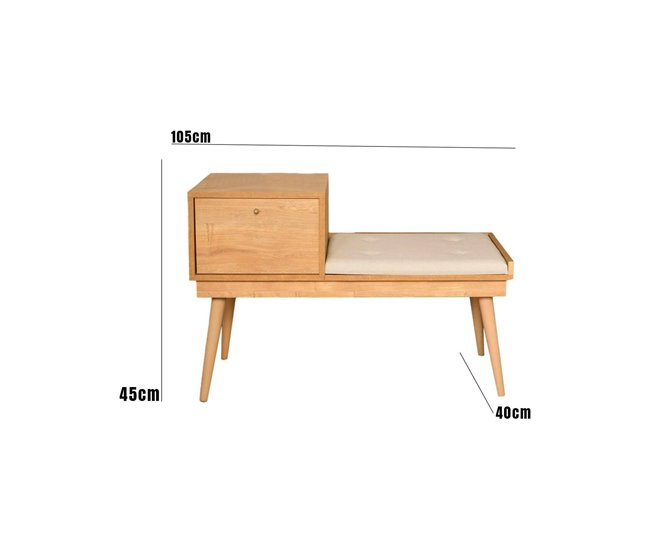Conforama Mesa Dabankwa Banco Multiusos Asiento De Invitados Cofre Multifuncional 40x105h45 Cm Roble Y Crema