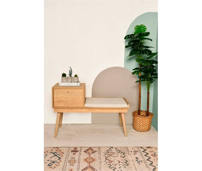 Conforama Mesa Dabankwa Banco Multiusos Asiento De Invitados Cofre Multifuncional 40x105h45 Cm Roble Y Crema