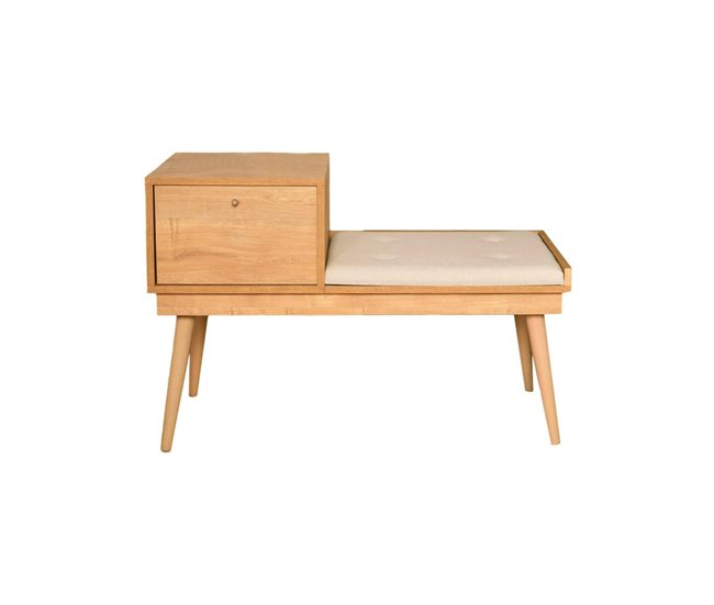 Conforama Mesa Dabankwa Banco multiusos Asiento de invitados Cofre multifuncional 40x105h45 cm Roble y Crema