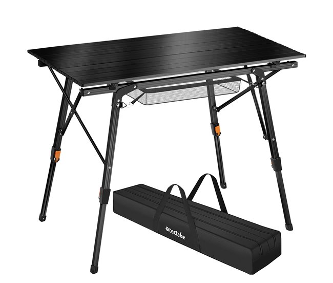 Conforama Mesa De Aluminio Tina Plegable Ajustable En Altura Negro