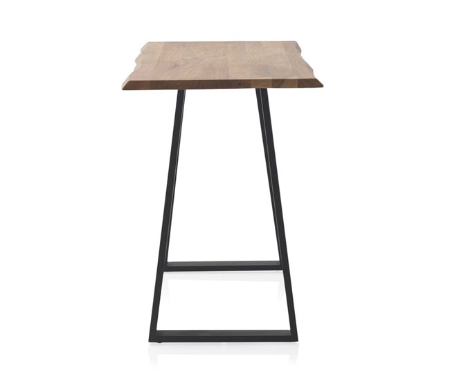 Conforama Mesa De Bar 130X70 Madera Maciza De Acacia De 25 Mm De Espesor Con Patas De Metal Negro