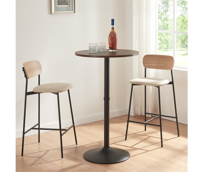Conforama Mesa De Bar Vantaa Acero MDF 100x60cm - Nogal/Negro [en.casa]