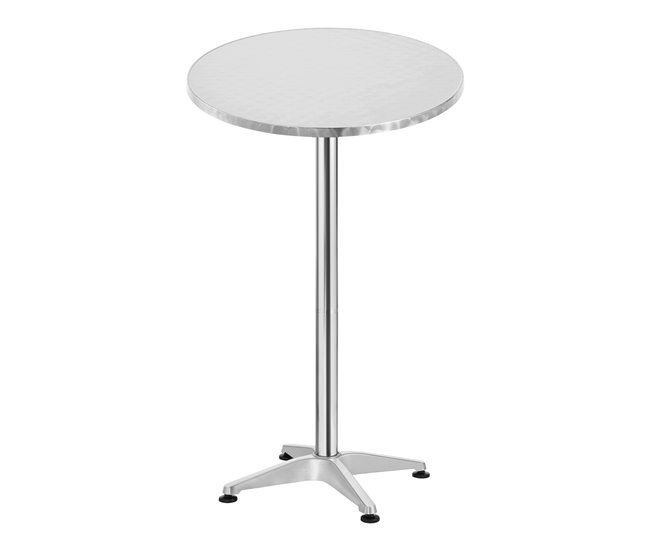 Conforama Mesa De Bar Y Bistro Avesta Altura Ajustable 75-115 Cm Ø 60 Cm Aluminio MDF Plata [en.casa]