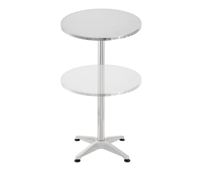 Conforama Mesa De Bar Y Bistro Avesta Altura Ajustable 75-115 Cm Ø 60 Cm Aluminio MDF Plata [en.casa]