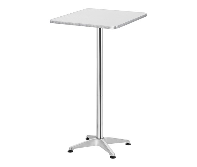 Conforama Mesa De Bar Y Bistro Järpen Altura Ajustable 75-115 X 60 X 60 Cm Aluminio MDF Plata [en.casa]