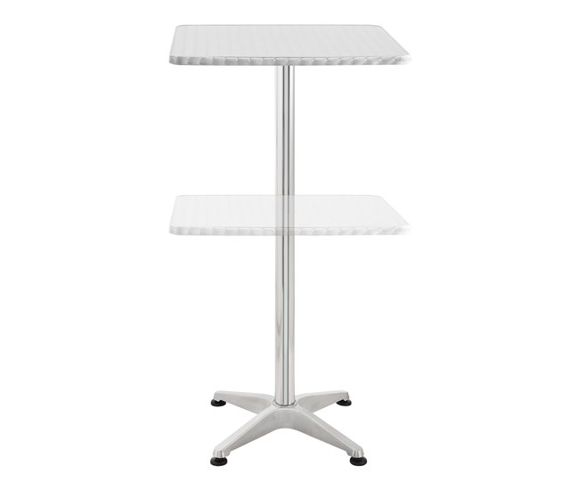 Conforama Mesa De Bar Y Bistro Järpen Altura Ajustable 75-115 X 60 X 60 Cm Aluminio MDF Plata [en.casa]
