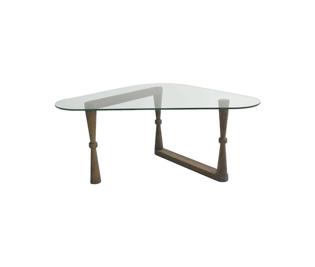 Conforama Mesa de café Dagliard Mesa de centro baja Revistero para sofá Estante de la sala de estar 96x81h41 cm Nuez