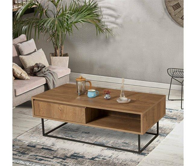 Conforama Mesa De Café Dbellod Mesa De Centro Baja Revistero Para Sofá Estante De La Sala De Estar 120x60h43 Cm Nogal Y Negro