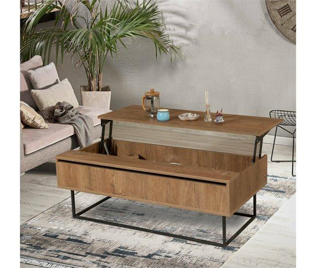 Conforama Mesa De Café Dboc Mesa De Centro Baja Revistero Para Sofá Estante De La Sala De Estar 120x60h43 Cm Nogal Y Negro