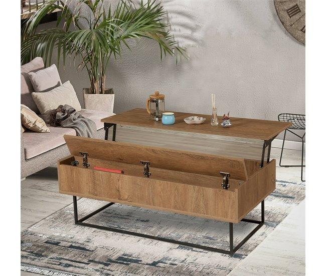 Conforama Mesa De Café Dboc Mesa De Centro Baja Revistero Para Sofá Estante De La Sala De Estar 120x60h43 Cm Nogal Y Negro