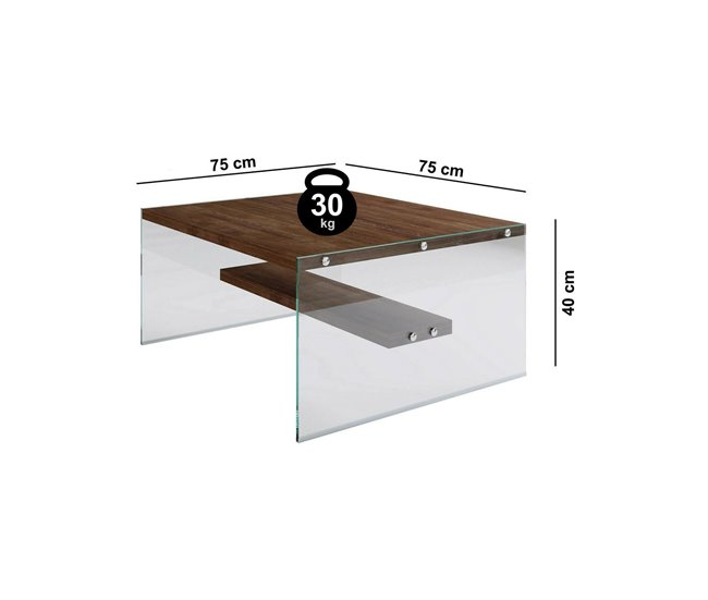 Conforama Mesa De Café Dembél Mesa De Centro Baja Revistero Para Sofá Estante De La Sala De Estar 75x75h40 Cm Nuez