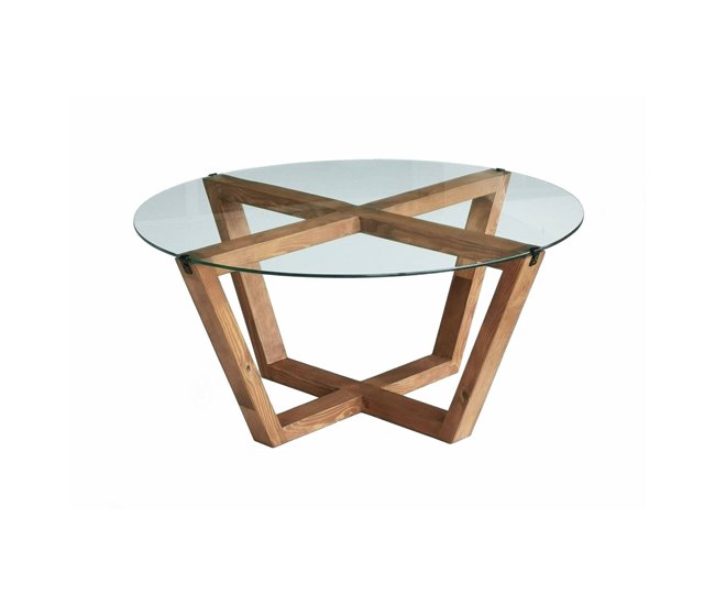 Conforama Mesa de café Dflorenz Mesa de centro baja Revistero para sofá Estante de la sala de estar 75x75h35 cm Nuez