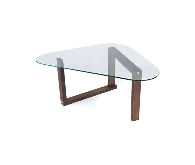 Conforama Mesa de café Dforlucc Mesa de centro baja Revistero para sofá Estante de la sala de estar 96x81h41 cm Nuez