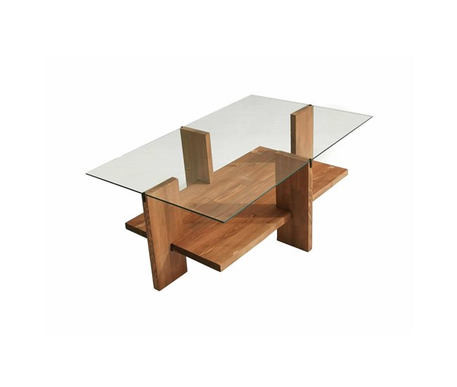 Conforama Mesa de café Dfranzon Mesa de centro baja Revistero para sofá Estante de la sala de estar 105x60h40 cm Nuez