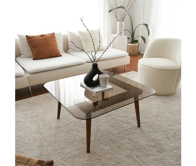 Conforama Mesa De Café Dgagliol Mesa De Centro Baja Revistero Para Sofá Estante De La Sala De Estar 80x80h40 Cm Bronce