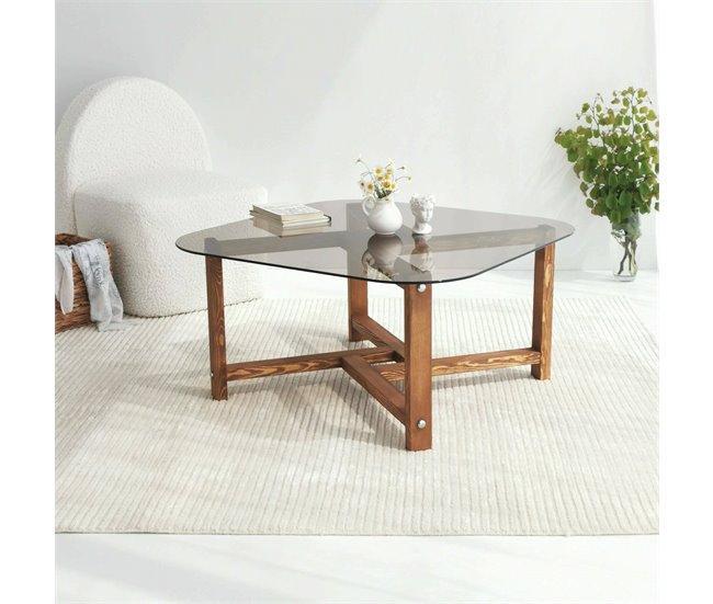 Conforama Mesa De Café Dgrillon Mesa De Centro Baja Revistero Para Sofá Estante De La Sala De Estar 80x80h40 Cm Roble