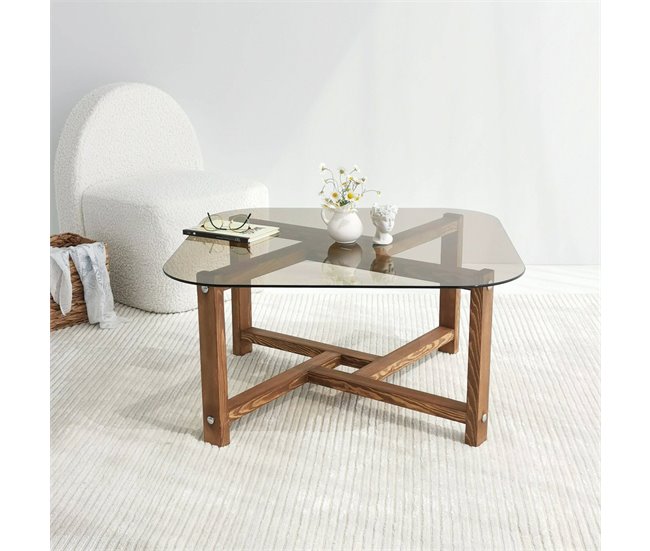 Conforama Mesa De Café Dgrillon Mesa De Centro Baja Revistero Para Sofá Estante De La Sala De Estar 80x80h40 Cm Roble