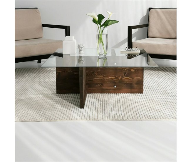 Conforama Mesa De Café Dharasli Mesa De Centro Baja Revistero Para Sofá Estante De La Sala De Estar 90x90h35 Cm Nuez