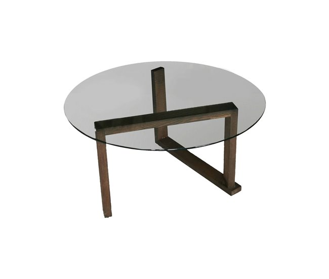 Conforama Mesa de café Dimmobil Mesa de centro baja Revistero para sofá Estante de la sala de estar 80x80h41 cm Nuez