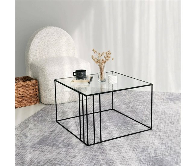 Conforama Mesa De Café Dkaramok Mesa De Centro Baja Revistero Para Sofá Estante De La Sala De Estar 55x55h36 Cm Negro