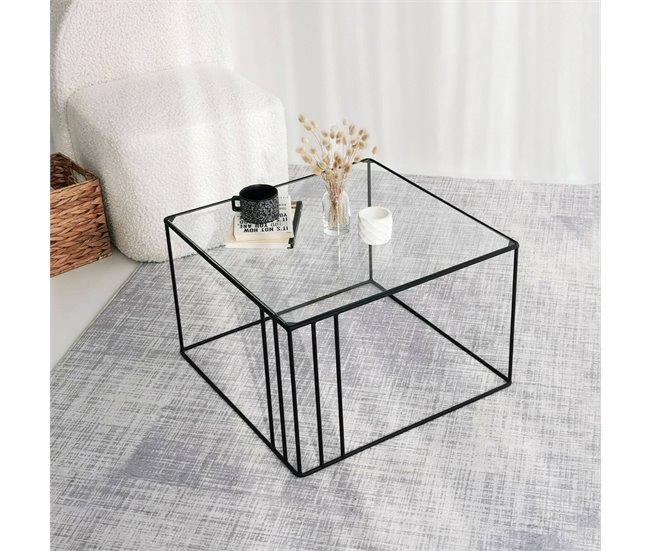 Conforama Mesa De Café Dkaramok Mesa De Centro Baja Revistero Para Sofá Estante De La Sala De Estar 55x55h36 Cm Negro