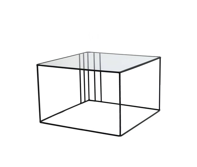 Conforama Mesa de café Dkaramok Mesa de centro baja Revistero para sofá Estante de la sala de estar 55x55h36 cm Negro