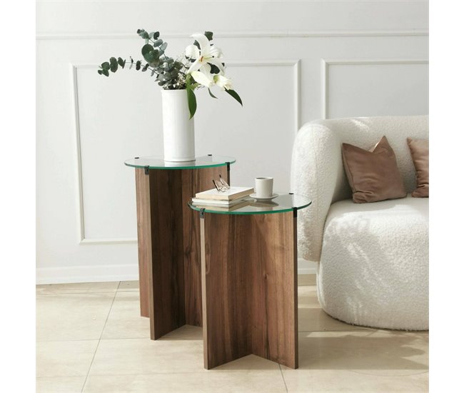 Conforama Mesa De Café Dlancion Mesa De Centro Baja Revistero Para Sofá Estante De La Sala De Estar 40x40h60 Cm Nuez