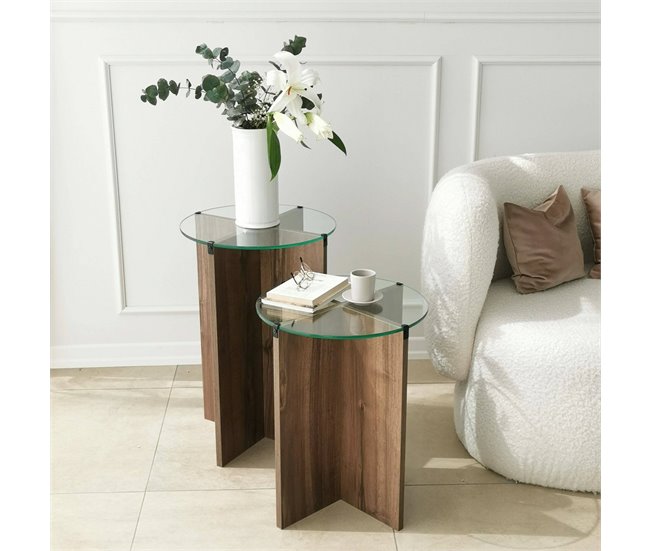 Conforama Mesa De Café Dlancion Mesa De Centro Baja Revistero Para Sofá Estante De La Sala De Estar 40x40h60 Cm Nuez